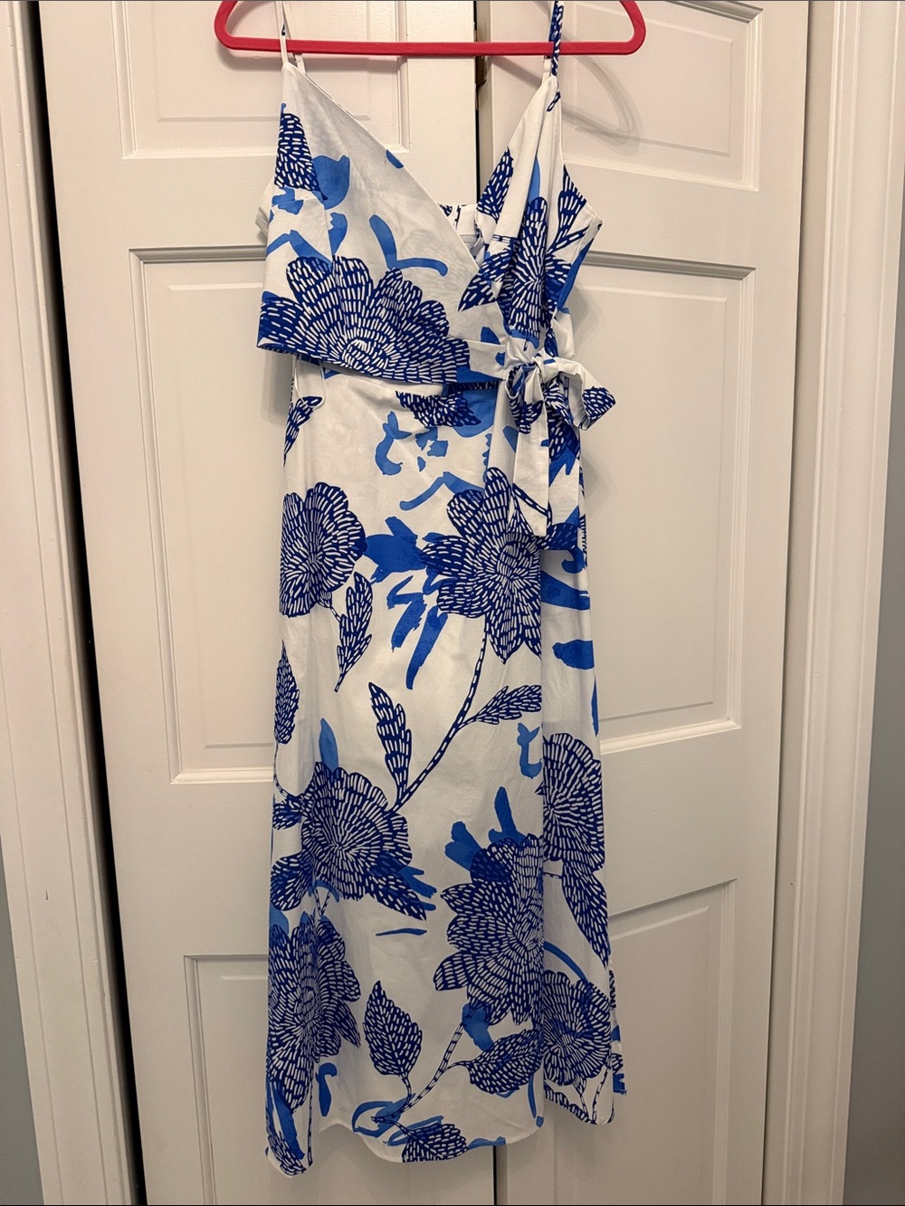 Milly White Dress with Blue Floral Accents
